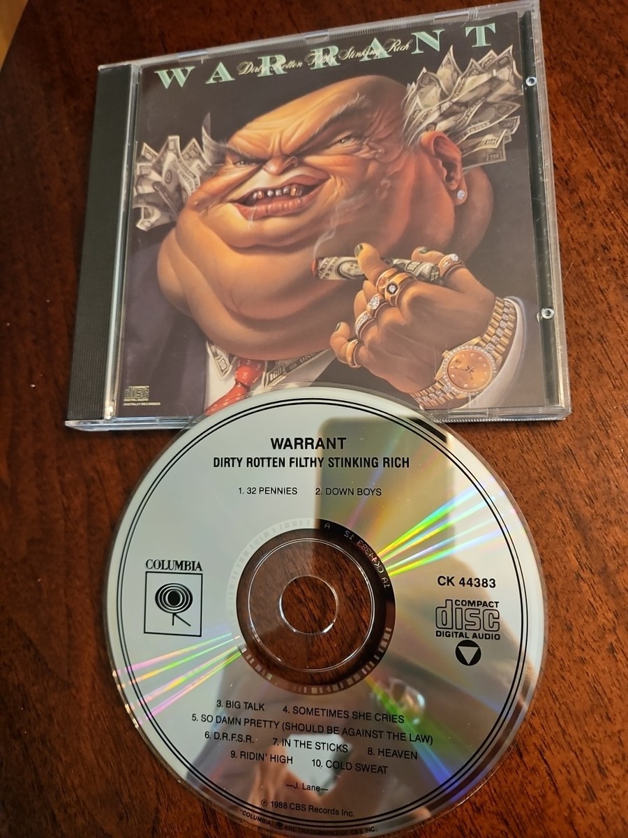 Warrant 1988 Dirty Rotten Filthy Stinking Rich CD, with Heaven and