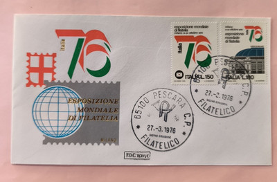 WORLD EXHIBITION OF PHILATELY PESCARA 1976 ENVELOPE FIRST DAY OF ISSUE  