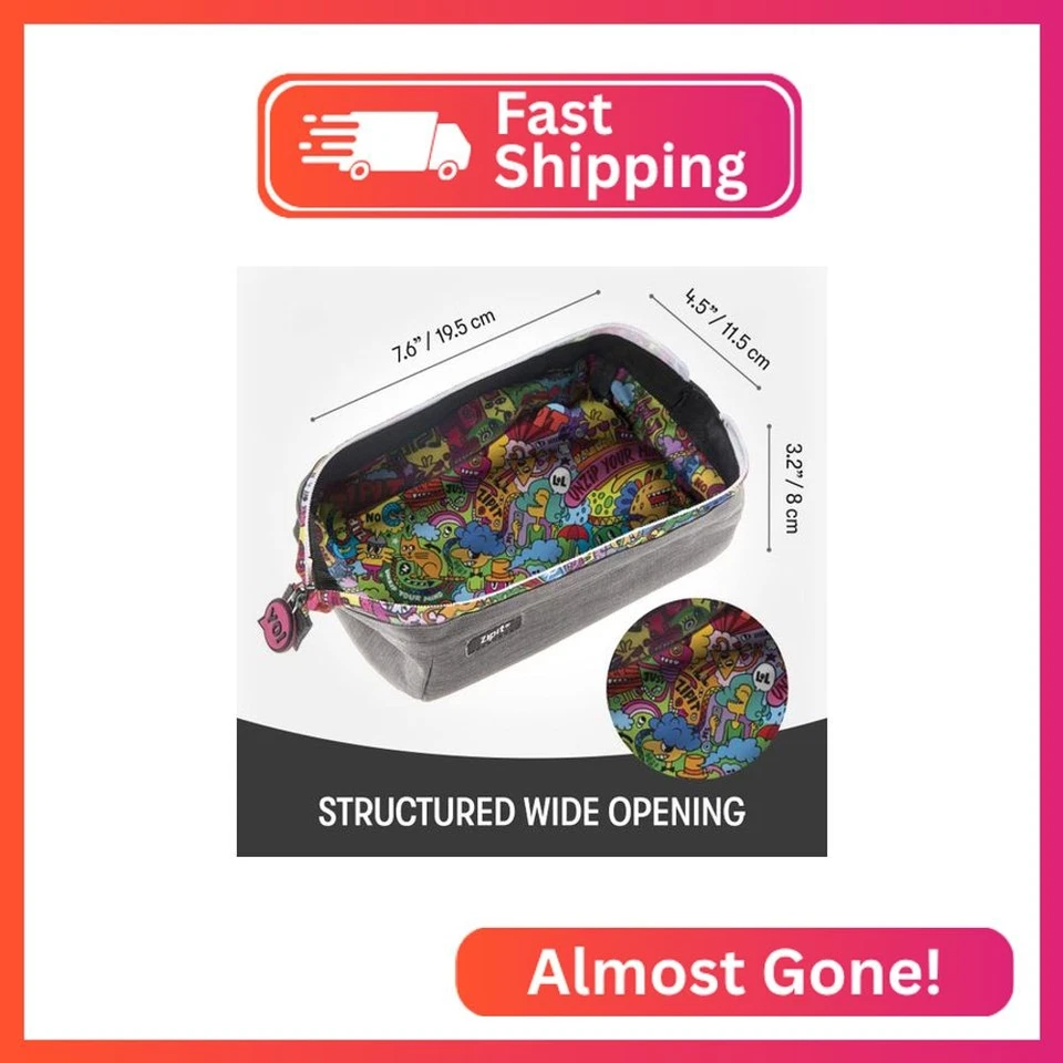 Estojo para lápis ZIPIT Lenny, bolsa com zíper de grande capacidade para escola, bolsa de papelaria  - Imagem 2 de 2