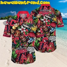 Cleveland Indians Tiki Face Tropical Aloha Hawaiian Shirt