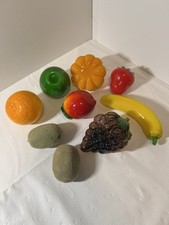 Lot Of 7 Vtg. Murano Style Hand Blown Heavy Glass Fruit  Vegetables / 2 Kiwi