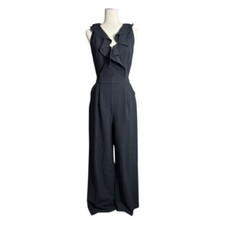 Eliza J Ruffled Black Sleeveless Jumpsuit Size 10 T8