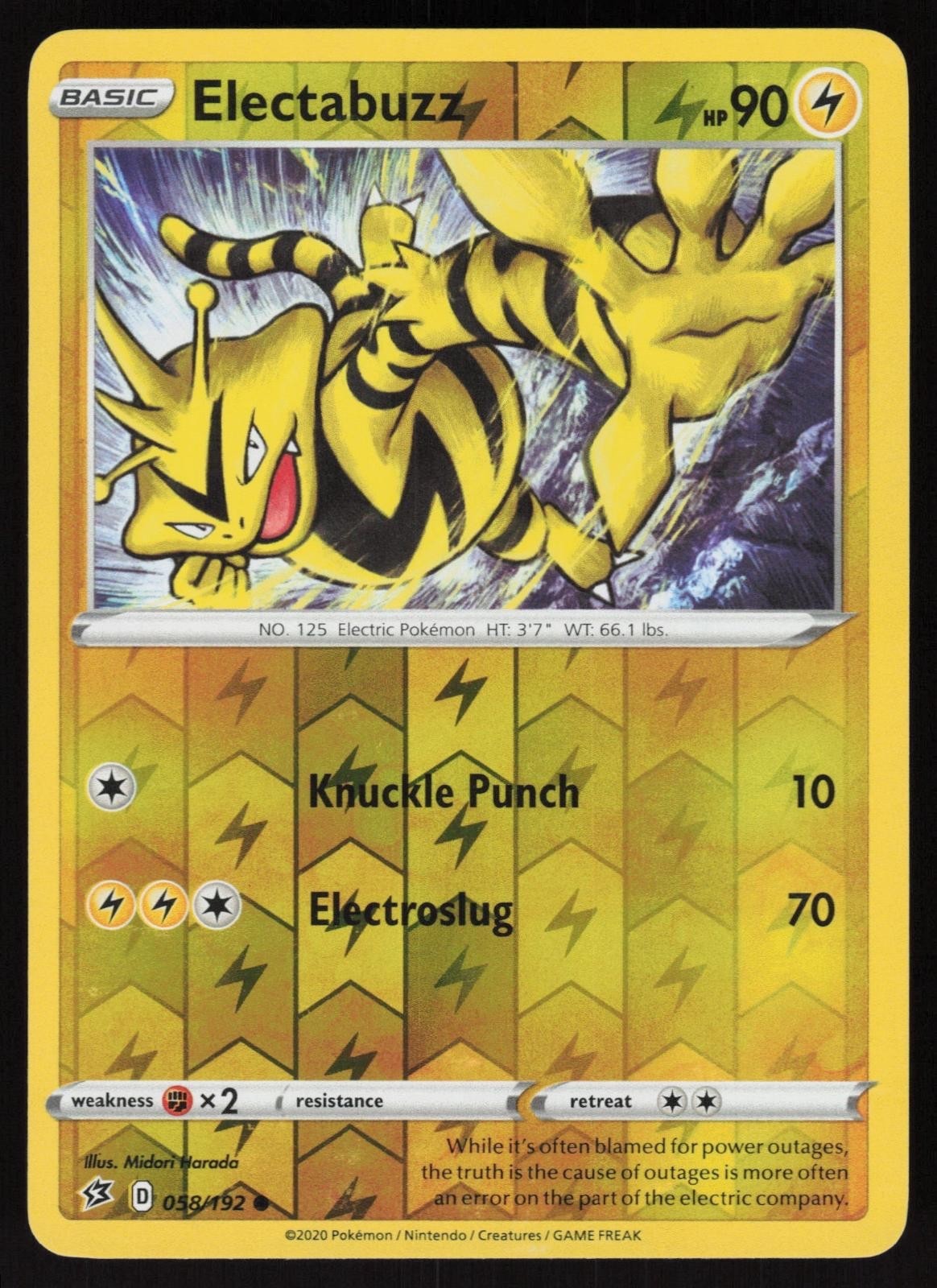 Pokemon - Electabuzz 058/192 - Reverse Holo - Rebel Clash - NM/M