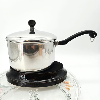 Vintage Farberware Aluminum Clad 3 Quart Sauce Pan Pot with Lid NYC USA