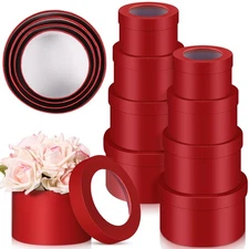 Set of 8 Round Flower Boxes with Clear Lids 4 Assorted Sizes Gift Boxes for F...