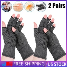 Copper Compression Gloves Medical Arthritis Pain Relief Hand Support Brace Gray