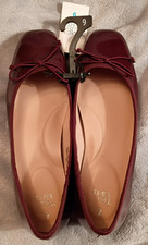 Time And Tru Ballet Flats Block Heels Women  s Burgundy Size 9 Memory Foam Shoes