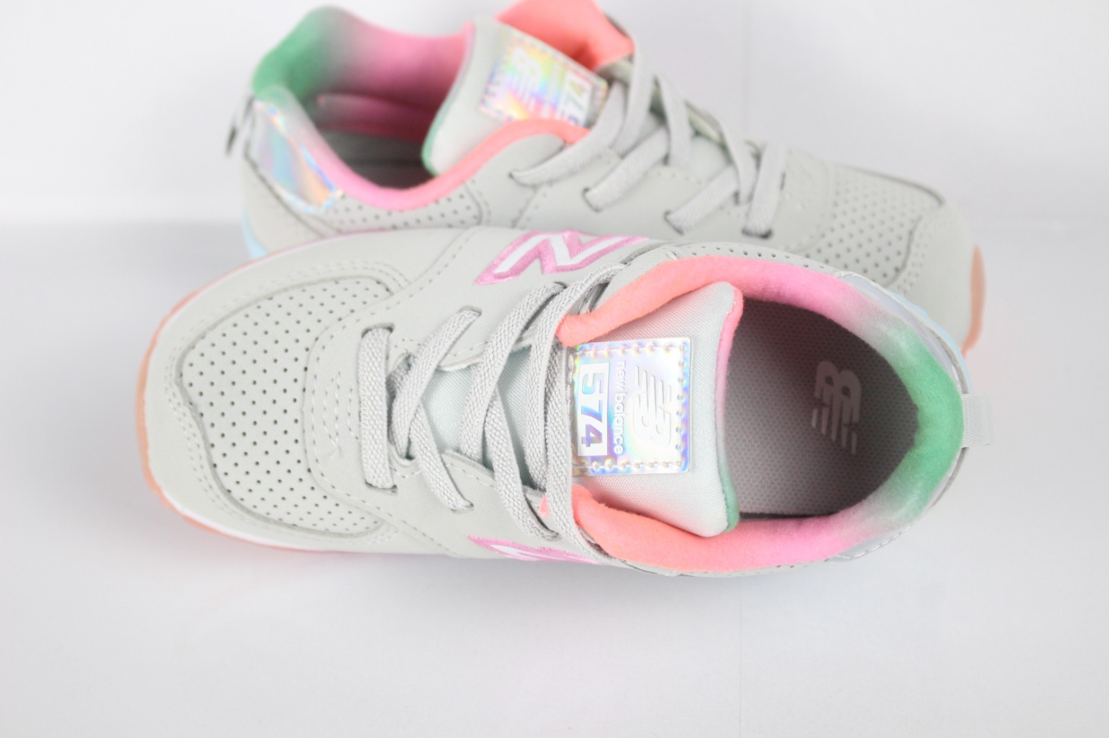 New Balance Kids 574 Bungee Slip On Sneakers Size 9 Grey Multi ID574H1 thumbnail 3