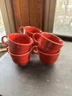 Homer Laughlin Fiestaware Scarlet Red Tea Cups, No Saucers, Set Of Six ￼
