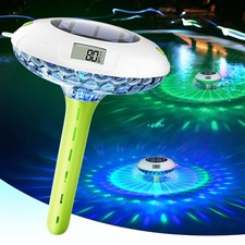 BALDR Pool Thermometer Floating Easy Read, Solar Ponds Thermomter with 8 RGBW...