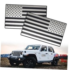 2 Pack Embossed 3D Metal American Flag Emblem Decal Stickers, 5" x 3" Silver