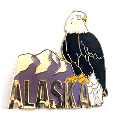 Alaska Bald Eagle Bird Mountain Wildlife Nature USA Travel Souvenir Enamel Pin