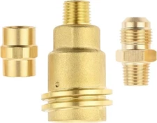 3 Pack QCC1 Nut Propane Gas Fitting Adapter Kit, QCC1 Male to 1/4" NPT Male, 3/8