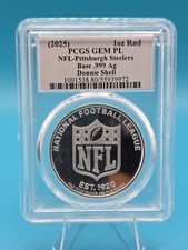 Ultra Breaks 1 oz Silver PCGS NFL Pittsburgh Steelers Donnie Shell PCGS PL