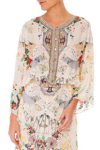 Camilla Time After Time Split Pocket Dress Kaftan Maxi White Floral Size XL - Picture 8 of 23