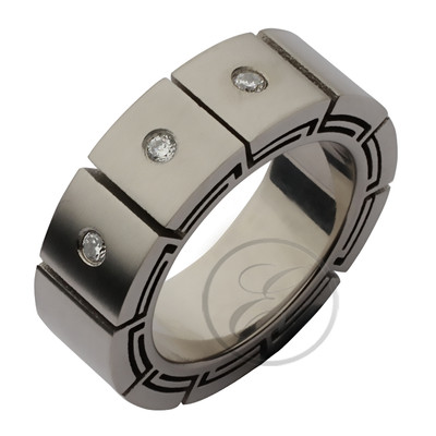 Titanium Ring Designed Flat CZ Wedding 8mm Band