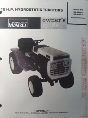 Montgomery Ward 18 hp Hydro Garden Tractor Owner & Parts (2 Manual s) GIL-33423A