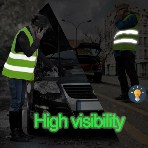 10x Warnwesten Unfallweste Neon Gelb Auto Warnweste Sicherheits Weste KFZ Vest - Bild 10 von 12