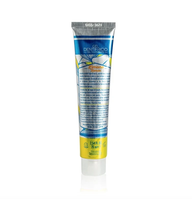 DENTIFRICIO LIMONE 75 ML TUBO IN ALLUMINIO VEGAN - Immagine 2 di 4