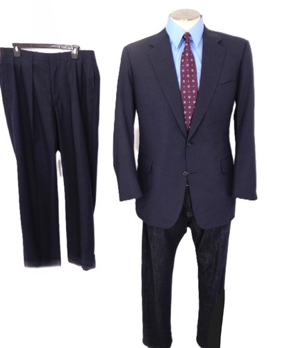 Tuta Brooks Brothers personalizzata USA 2 pezzi blu piccola spilla check tweed 44 extra lunga - Foto 1 di 24