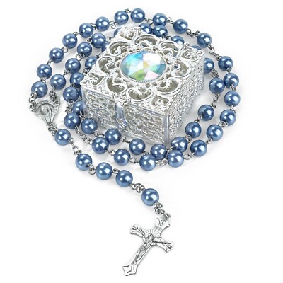 8mm Rosary Beads Necklace, Rosary Beads Catholic for Men and Women Comes in a...
