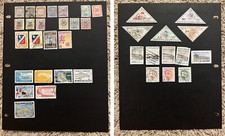 DOMINICAN REPUBLIC STAMP LOT ON PAGE (2 SIDES) TRIANGLES, FLOWERS, OLYMPICS