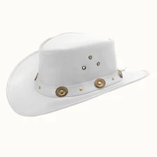 Western Cowboy Cowgirl Showerproof Unisex Australian Style Leather Cowboy Hat