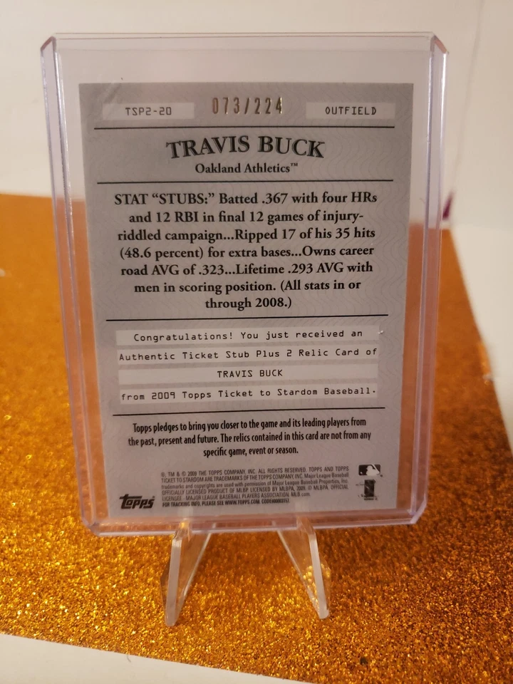 2009 Topps Ticket to Stardom Ticket Stubs Plus Dual Travis Buck /224 Jersey - Image 2 of 2