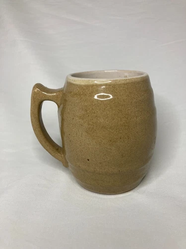 Vintage Uhl Pottery Handled Barrel Mug 16 oz Huntingburg, Indiana 4 1/2"