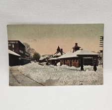 Vintage Postcard Of D&H Depot Winter Scene Ballston Spa NY.postmarked 1909.