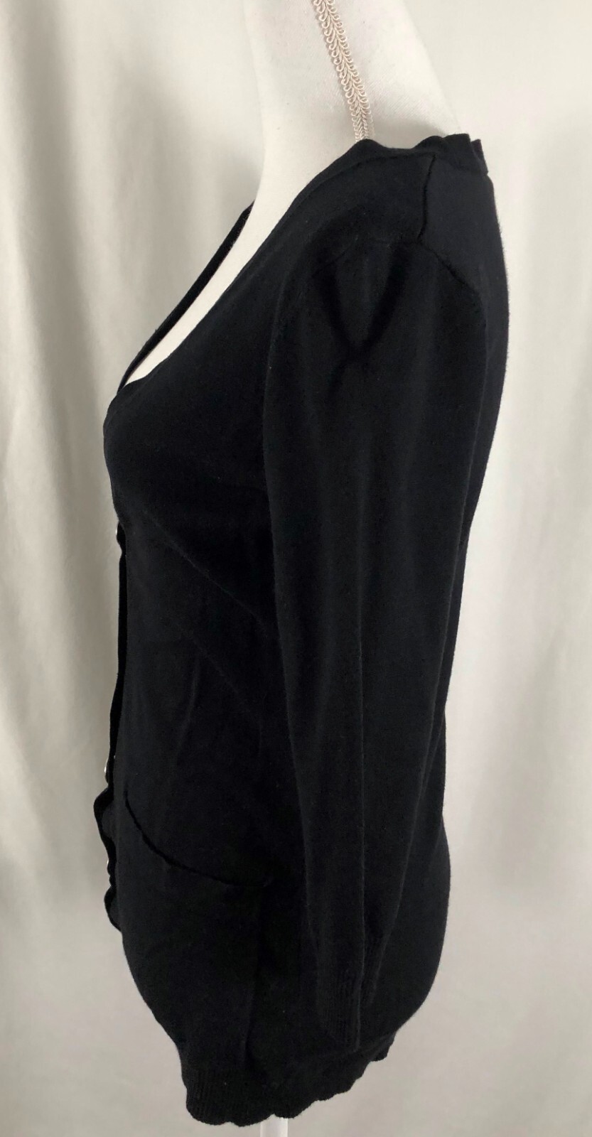 Cache Womens Cardigan Solid Black Button Down V N… - image 3