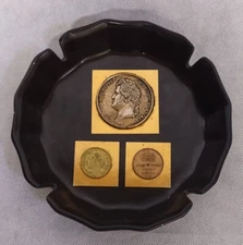 Foreign Coin Ashtray Wildwood Ceramics Pasadena CA Black