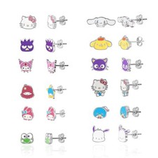 Sanrio Hello Kitty Stud Earrings Pack of 12 Pairs - Official License Hello Ki...