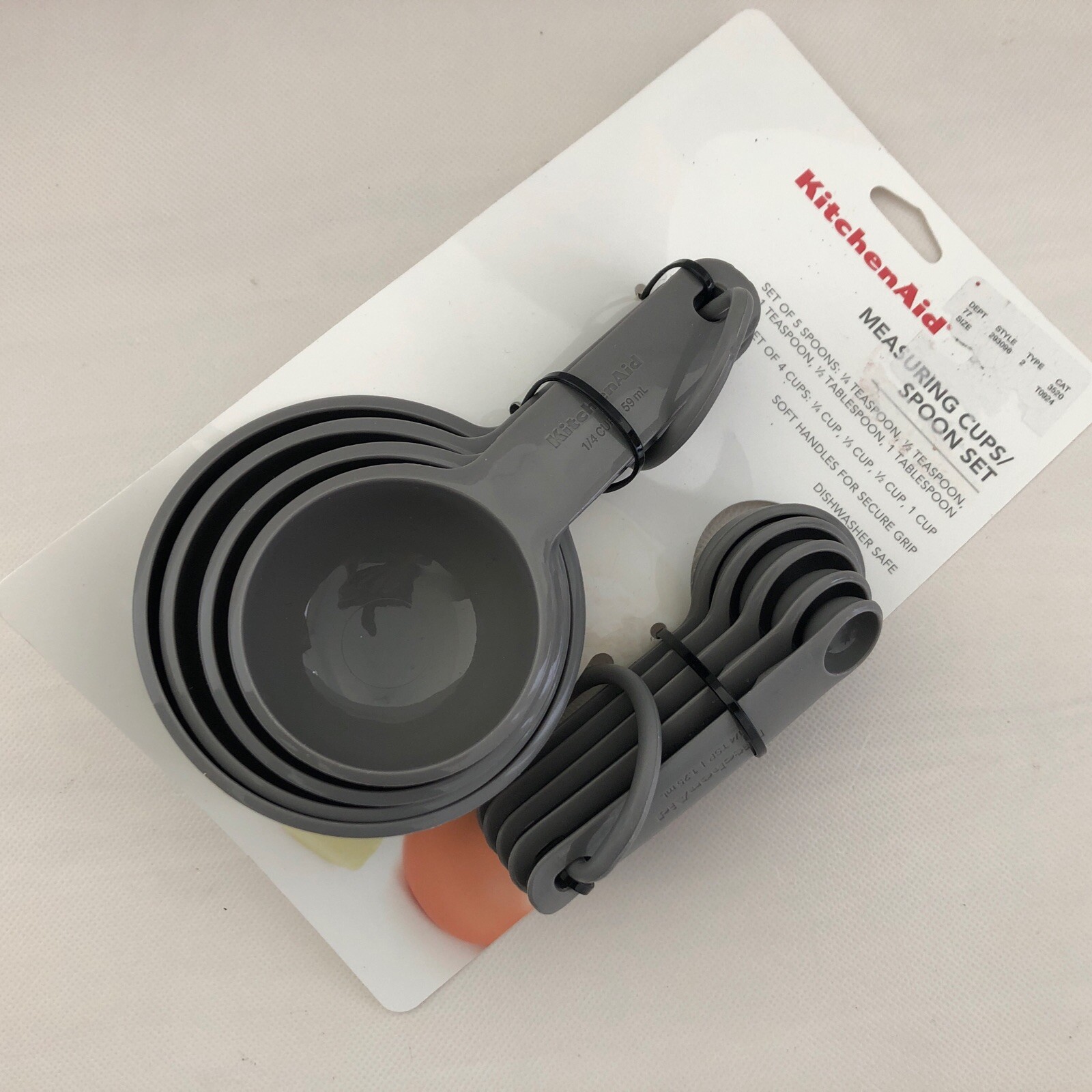 KitchenAid Light Grey Measuring Cups Spoons Set of