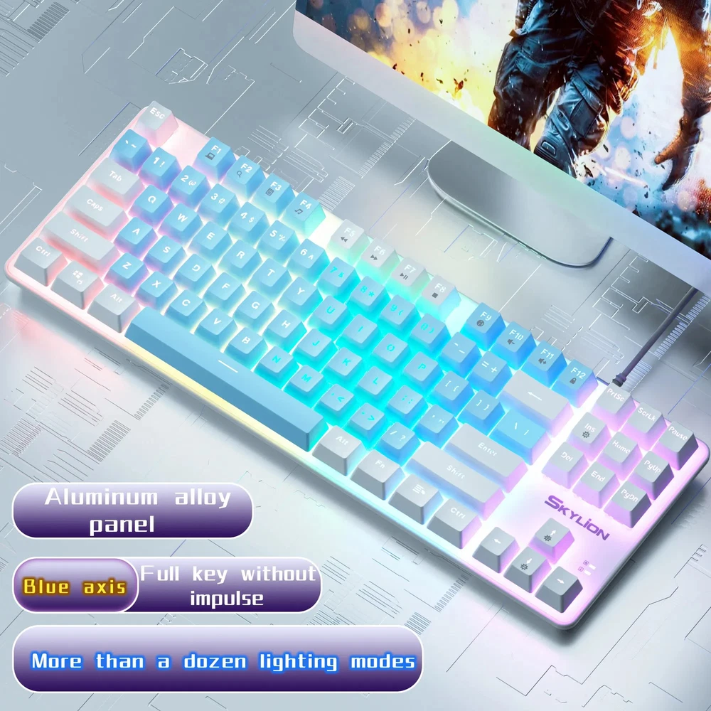 Wired Mechanical Keyboard with Lighting for Gaming Office Windows iOS Systems