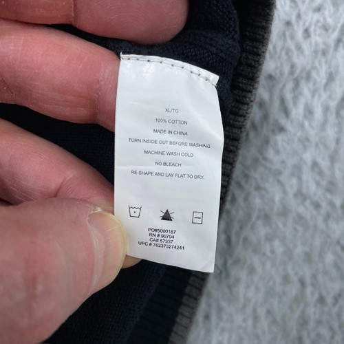 Vince Camuto Sweater Mens XLT Tall Black Pullover Crew Neck Long Sleeve Check - Picture 7 of 11