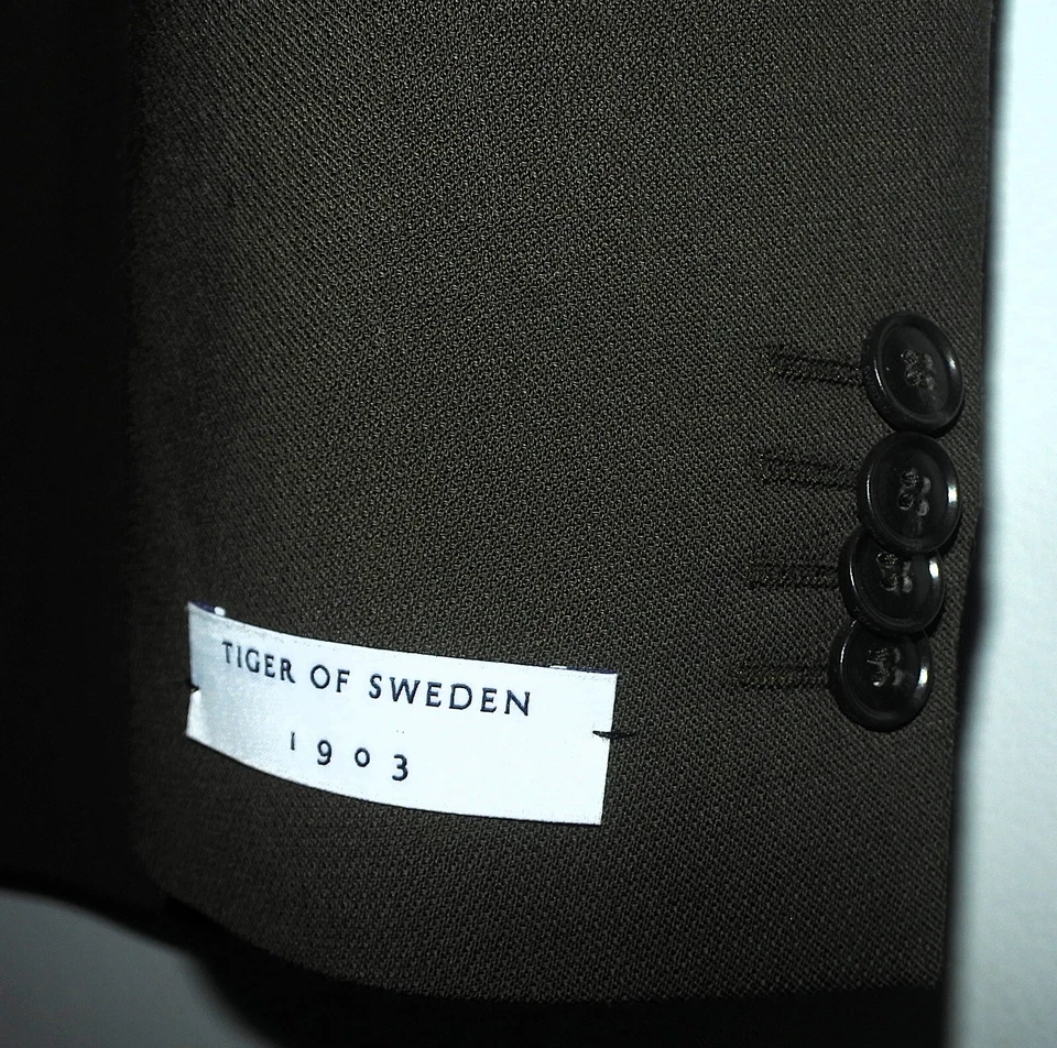 Nuevo sin etiquetas Abrigo Deportivo Para Hombres 40R TIGER OF SWEDEN Jerrett Slim Mezcla de Lana Extremo Oliva Foto 4 de 4