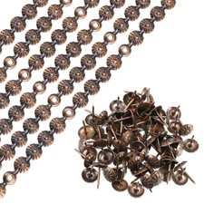 6Pcs 1Meter Flower Upholstery Tacks Strips Trim Sofa Decorative Nails, Copper