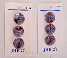 JHB International Swirl 2 Hole Flat Buttons - 2 Cards = 6 Buttons Plastic 3/4"