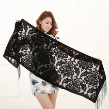 Luxury Velvet Scarf Shawl Women Soft Floral Wedding Pashmina Winter Gift Lovers