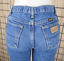 Vintage Wrangler Jeans 26 x 28.5 90s 00s Med Blue Wash Adjustable High Waist