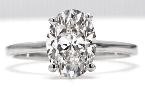 2ct IGI Certified Lab Grown Diamond Engagement Ring 14k White Gold Oval Cut