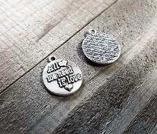 4 Word Charms Quote Pendants Antiqued Silver ALL WE NEED IS LOVE