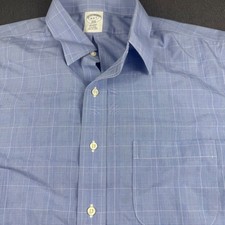 Brooks Brothers Regent Fit Men's Blue Plaid Non Iron Dress Shirt 16-6 7