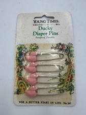    Vintage YOUNG TIMES. Pink Ducky Diaper Pins   
