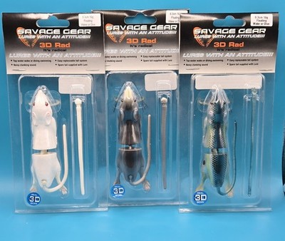 Savage Gear 3D RAD RAT * Fishing Lure * SET ALL 3 COLORS * Bass Pike 6'' Surface 