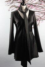 BNWT Zara Black Satin Dress LBD Gothic Siren Tie Choker Neck Rock Punk size M
