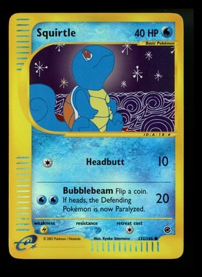 Squirtle 132/165 Expedition 2002 Reverse Holo e-Series Pokémon Card TCG