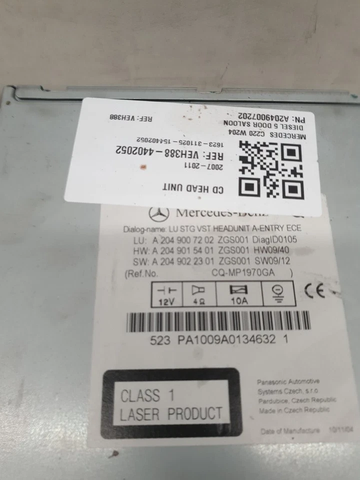 Mercedes C220 W204 Saloon 2007-2011 CD HEAD UNIT A2049007202 CHECK IMAGES - Image 2 of 4