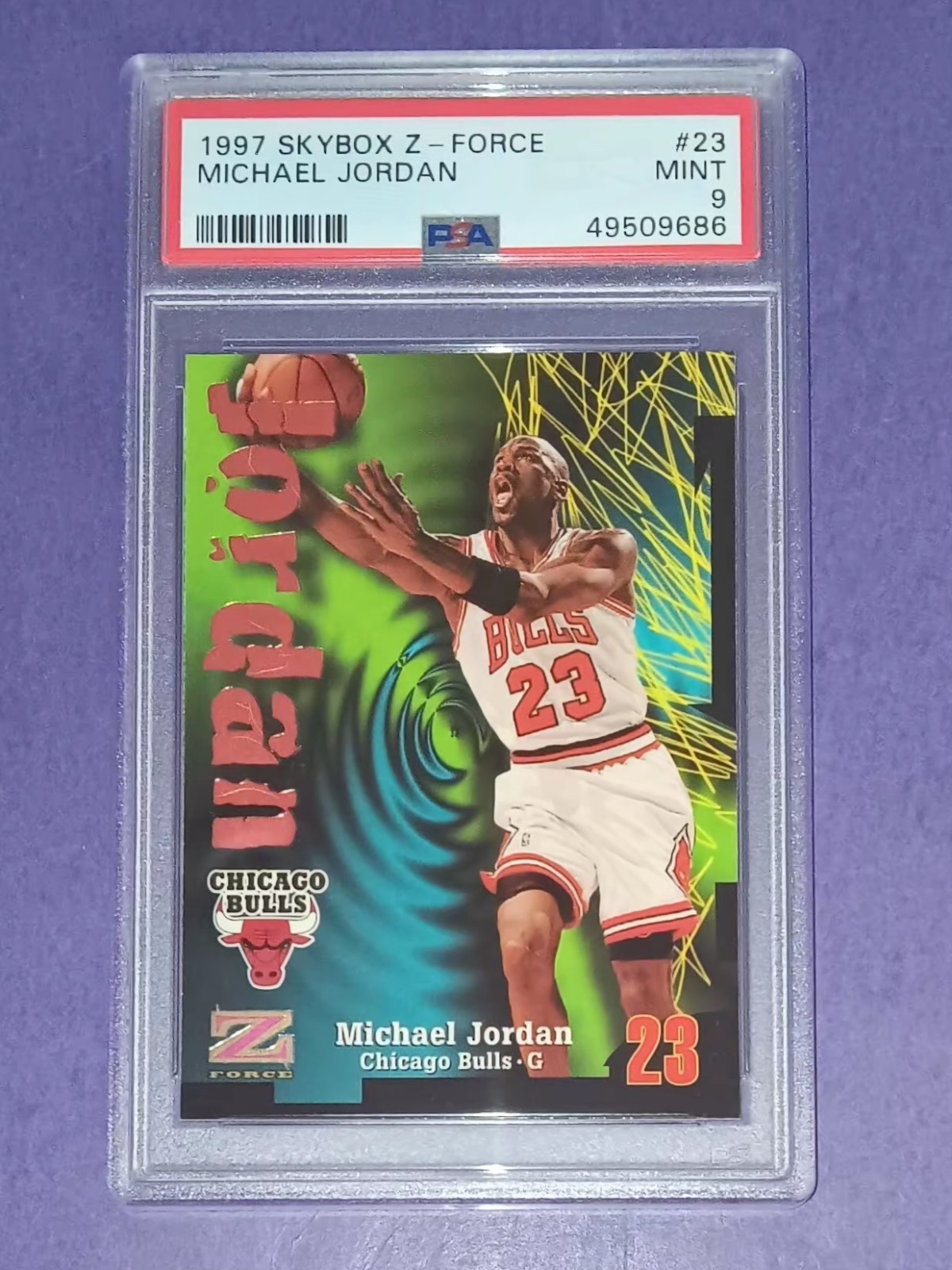 GOAT!! 1997 SKYBOX Z-FORCE #23 MICHAEL JORDAN PSA 9 MINT!! INVEST NOW!!
